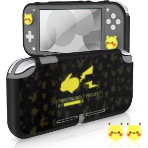 Switch Lite Protective Cover,Soft TPU Protective Shell with 2 Silicone Thumb Grip Caps for Switch Lite-Black - Neuf