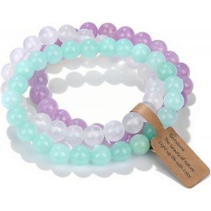 Tianyi-Bracelet Pierre Naturelle 8mm U2013 Set De 3 Bracelets Fait Main, Bijou Énergétique Pour Hommes Et Femmes, Sérénité, Équilibre Et Confiance Avec Coffret Cadeau - Neuf