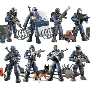 Ensemble de 8 figurines de police SWAT avec accessoires et armes - Jeu de construction - Id&iquest;&iquest;al pour les f&iquest;&ordm;tes - Neuf