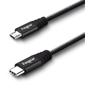 Thef-Usb C Vers Micro Usb [30 Cm] Câble Cordon En Nylon Tressé De Type C Vers Micro Usb Compatible Avec Galaxy S7/S7, Htc One/10 Et Plus (Noir, 0,3 M) - Neuf