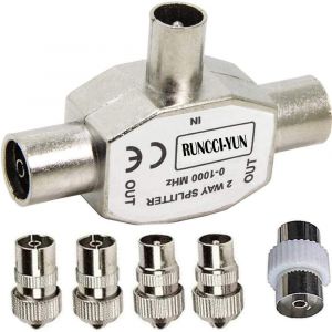 Répartiteur Coaxial d'antenne,Répartiteur télévision,Répartiteur à large bande,TV Répartiteur 2 Sorties,T/F Type Connecteur Prise À RF Coax Adaptateur D'antenne - Neuf