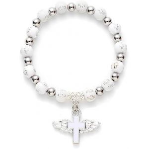 Eryi-Bracelet Pour Femme Croix Baptême Elastique Perles Bracelet Cadeau Pour Mamie Maman S?ur Amie - Neuf