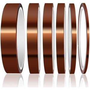 6pi&egrave;ces Ruban Adh&eacute;sif Silicone Polyimide Haute Temp&eacute;rature,R&eacute;sistant &Agrave; La Chaleur Ruban,Pour Masquage,Soudure,Carte De Circuit Imprim&eacute; Isolant (3/6/8/10/12/20mmx33m) - Neuf