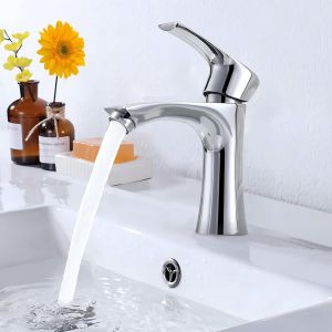 Mélangeur de bain chaud et froid en acier inoxydable avec curseur silencieux en céramique, monocommande, mélangeur à économie d'eau pour évier pour salle de bains, lavabos, petites cuisines - Neuf