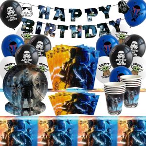 60 Pièces Star Decoration Anniversaire,Ballons De Fête Star,Vaisselle De Fête D'anniversaire Star Comprend Bannières,Assiettes,Gobelets En Papier,Serviettes,Nappes Et Ballons - 10 Personnes - Neuf