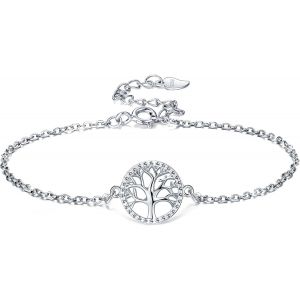 Eryi-Arbre De Vie Bracelet Pour Femme Argent Sterling 925 Avec Boite Cadeau Pour Noël Fête Des Mères Anniversaire, Réglable 16 + 3cm - Neuf