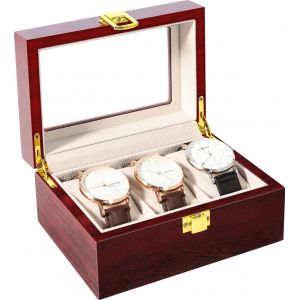 Kal-Présentoir Boîte Coffret À Montre Bijoux Coffret De Rangement Avec Serrure Ecrin Homme Femme En Bois - Neuf