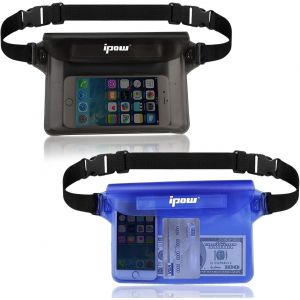 KALANKA-2PCS Pochette Étanche à Ceinture Certifiée IPX8 Sangle Ajustable 3 Zipper Plastique Housse à Ceinture/Etui Imperméable/Sac pour Nautique,Pêche,Kayak,Baignade,Protection Téléphone/Argents/Cart - Neuf