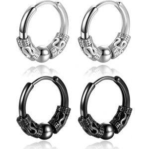 Kal-Boucle D'oreille Homme,Boucles D'oreilles Pour Homme,Boucles D'oreilles Femme,Boucle D'oreille Femme,2 Paires De Boucles D'oreilles Pour Hommes 14mm Avec Personnalité - Neuf