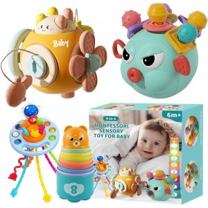 Chenquansarl-Baby Toys &Agrave; Partir De 6 Mois, Jouets Pour B&eacute;b&eacute;s Montessori, Hochet B&eacute;b&eacute;, Jouets Pour B&eacute;b&eacute;s, Blocs, Jouets Sensoriels Pour Les Tout - Petits De 1 &Agrave; 3 Ans - Neuf