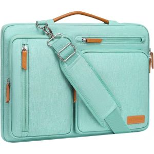 Sacoche Ordinateur Portable,Sacoche Pc Portable 15-15,6 Pouces Compatible Avec Macbook Pro 16,Hp,Dell,Sac Ordinateur Sac Messager C&ocirc;t&eacute; Ouvert Avec 4 Poches Zipper&Poign&eacute;e,Cyan Clair - Neuf