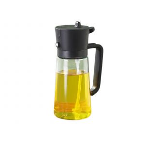 Flacon Pulv&eacute;risateur Et Distributeur D'huile D'olive 2 En 1, 470 Ml, Noir - Neuf