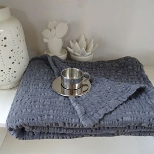 Plaid Uni En 100% Coton - Neuf