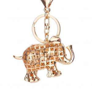 Strass Porte-Clés Porte-Clés Bague Éléphant Porte-Clés Alliage Porte-Clés Sac Décoration (Champagne) - Neuf