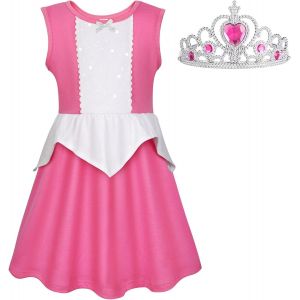 Ehnga-Robe De Princesse Aurore, Costume La Belle Au Bois Dormant Pour Fille, Princesse Aurore Costume Fille Avec Couronne, Déguisement Anniversaire, Halloween, Carnaval, Noël, 3-8 Ans - Neuf