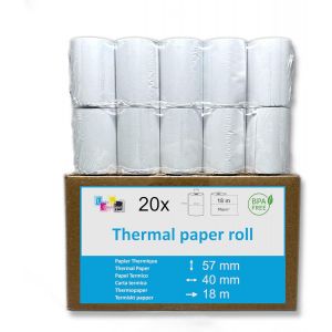 Lot de 20-Bobine carte bancaire thermique 57x40x12 m -papier thermique pour CB 57x40x12 mm-Rouleaux machine carte (TPE)- marque -TVA récupérable.[A11] - Neuf