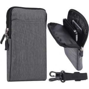 Pochette Ceinture Telephone Portable Homme Noir, Petit Sac à Bandoulière Homme, 6.5 IN Femme Homme Universel Sacoche de Ceinture Travail Pochette Telephone Sac à Épaule Sac à Main Housse de Transport - Neuf