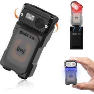 X3 Pro Mini Lampe De Poche Rechargeable Avec Étui De Chargement Et Aimant, Lampe De Poche Edc À 180 Degrés, Étanche Ip65, Porte-Clés, 10 Modes, Lanière De Chargement De Type C Pour Le Camping - Neuf