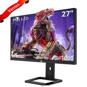 &Eacute;cran de jeu TITAN ARMY P275MV PLUS, &eacute;cran IPS rapide de 27 pouces, 3840 x 2160 &agrave; 160 Hz et 1920 x 1080 &agrave; 320 Hz, HDR1000, mini LED DyDs, temps de r&eacute;ponse &agrave; gris 1 ms, FreeSync, mode jeu FPS/RTS - Neuf