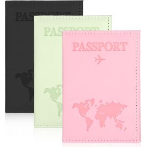 TRAHOO-Lot de 3 &eacute;tuis pour passeport de voyage, &eacute;tui portefeuille de voyage, porte-passeport pour homme et femme - Neuf