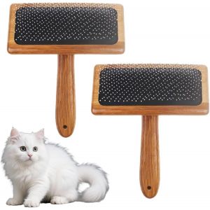 Jgd-Lot De 2 Brosses &Agrave; Carder En Bois, Cartables En Laine &Agrave; La Main, Brosse &Agrave; Pompons Pour Tapis, Feutre &Agrave; L'aiguille Pour Tapis, Bambou Et Bois &Agrave; Coussin D'air Pour Chats &Agrave; Poils Longs, Chiens, - Neuf