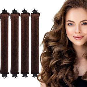 KAL-Set De 4 Pi&egrave;ces Bigoudis Sans Chaleur -Boucle Pour Cheveux Longs -Fer &Agrave; Friser Pour Dormir Avec Crochet -Outils Coiffure Bricolage Pour Tous Types De Cheveux - Neuf