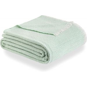 JGD-PCMAMSVEMI230X240 Couverture en Coton Extra Doux Quatre Saisons pour canap&eacute;, Plaid Multifonction, Couvre-lit, Couvre-lit Vert Menthe 230 x 240 cm - Neuf