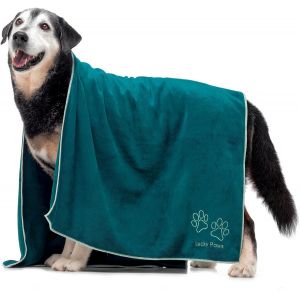 Jgd-&reg; Serviette Chien Super Absorbante &iquest; Serviette Pour Chien Xl 140x70cm, Microfibre Ultra Douce, S&eacute;chage Rapide, Serviettes Artisanales De Qualit&eacute; Pour Chiens (Lot De 1, Bleu Sarcelle) - Neuf