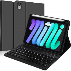 Kalanka-&Eacute;tui Avec Clavier Pour Ipad Mini 7 A17 Pro 8,3"" 2024, Disposition Britannique Sans Fil, Clavier Bluetooth Amovible, Housse De Protection Pour Ipad Mini 6 8,3"", Noir - Neuf
