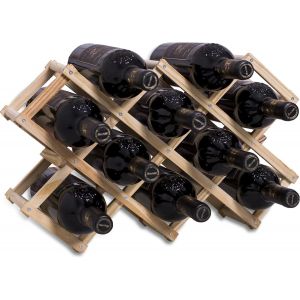 Mevronisshop-Casier &Agrave; Vin Empilable En Bois Contenir 10 Bouteilles 45x12.5x31cm, Etagere Rhombe Log, Porte Bouteille Artisanale &Agrave; 3 Niveaux, Range Bouteille Pour Comptoir De Bar, Salon, Cuisine - Neuf