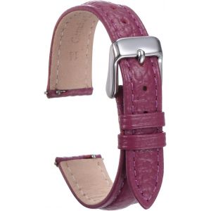 Eryi-Bracelets De Montre En Cuir Véritable 14mm Plats Remplacement Rapide Bracelet De Montre En Cuir De Vachette Élégant Avec Boucle En Acier Inoxydable, Violet-Rouge - Neuf