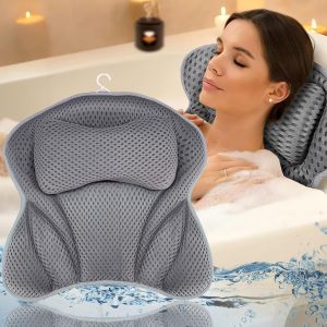 Nouveau Coussin de Bain Oreiller de Baignoir 4D avec 6 Ventouses Antidérapant Oreiller De Baignoire Air Mesh,Coussin de Spa,Coussin de Nuque,Tous Types de Baignoire,Soutien de la tête,épaules - Neuf