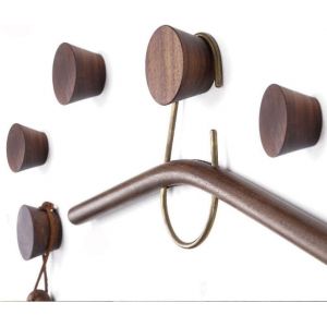 crochet de porte-manteau en bois,crochets muraux,crochets à manteaux,5 pcs,crochets ronds,crochet de porte pour mur,décoration intérieure,L - Neuf
