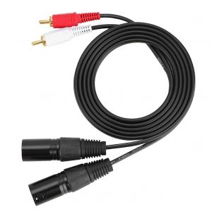 Cable de raccordement professionnel pour microphone, 1,5 m, double XLR male 3 broches vers double RCA male - Neuf