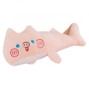 Coussin en forme de biscuit pour chat, poup&eacute;e en peluche cr&eacute;ative &agrave; grosse queue-rose - Neuf