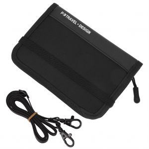 HJLIAN Portefeuille de voyage anti-RFID, porte-passeport, porte-documents, etui en nylon etanche (noir) - Neuf