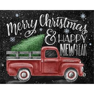 Peinture Numero Joyeux Noel et Bonne Année, Bricolage Peinture par Numero 40x50 cm Acrylique Decoration Murale (Un camion, sans cadre) - Neuf