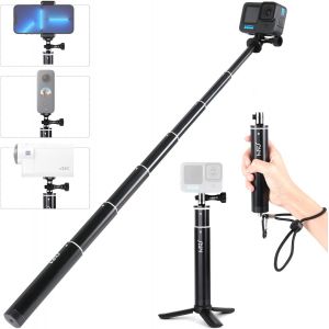 Perche &agrave; Selfie Extensible,64cm t&eacute;lescopique poign&eacute;e en Aluminium pour GoPro Hero 12/11/10/9/8/7/6/5/4/3 et Insta 360 cam&eacute;ras d'action - Neuf