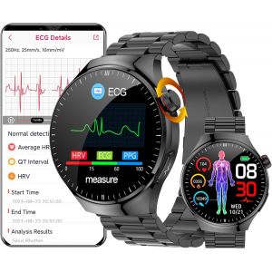 Montre Intelligente Ecg Et Cadran/Répondre À Un Appel, 1,43 Pouces Étanche Smartwatch Avec Oxymètre, Spo2, Fréquence Cardiaque, Rappel De Message Et D'appel Pour Android Ios - Neuf
