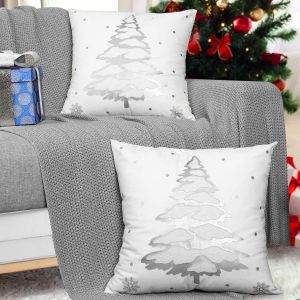 (45x45cm) - Silver Square Housse De Coussin [Lot De 2], Or Mod&egrave;le D'arbre De No&euml;l En Fibre De Polyester Taie D'oreiller F&ecirc;te De No&euml;l D&eacute;coratif Housse De Coussin Pour Salon Canap&eacute; &Agrave; La Maison De Cham - Neuf