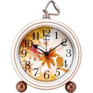 R&eacute;veil analogique sans tic-tac - R&eacute;veil romantique - En &eacute;rable vintage - Moderne et classique - Silencieux - Pour table de chevet, chambre &agrave; coucher, bureau, cadeau pour la f&ecirc;te des m&egrave;res - Neuf