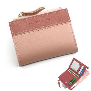 Rose Femmes Court porte-Monnaie, Petits Pliable en Cuir des Femmes porte-Monnaie avec de l'argent ID Titulaire de Carte de Cr&eacute;dit, fermeture &agrave; Glissi&egrave;re porte-Monnaie Sacs d'Argent - Neuf