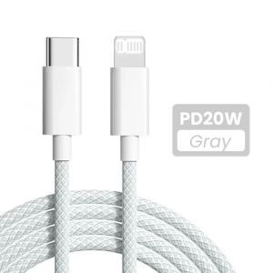 Eskal-Câble De Charge Rapide Usb-C Vers Lightning 20w Pd Pour Iphone 14/13/12/11 Pro Max/Xs/8 Plus/Ipad, Cordon Durable Tressé En Nylon Avec Données,White,1,5m - Neuf