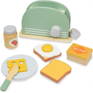 Jouets De Cuisine En Bois,Grille-Pain En Bois Avec Pain Et Beurre En Bois,Jeu De Cuisine Pour Enfants,Jouets De R&ocirc;le Pour Gar&ccedil;ons Et Filles - Neuf