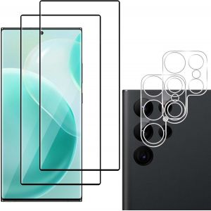 KAL-Lot De 2 + 2 Films De Protection D'&Eacute;cran En Verre Blind&eacute; Pour Samsung Galaxy S24 Ultra 5G Avec Protection De L'Appareil Photo, 3D Incassable, Anti-Poussi&egrave;re, Galaxy S24 Ultra 5G - Neuf