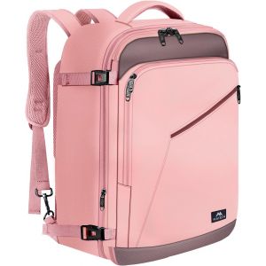 KALANKA-Sac a Dos Voyage Cabine Avion, Bagage Cabine 40x30x20 Ryanair Eurowings, Imperm&eacute;able 30L Extensible Sac de Voyage, Bagage &agrave; Main Femme Homme pour &Eacute;tudiants &Eacute;cole Travail Randonn&eacute;e, Rose Gris - Neuf