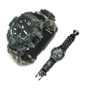 Montre NuméRique D'escalade Pour Hommes, éTanche, Sport En Plein Air, éLectronique, Avec Boussole, Bracelet Paracorde - Neuf