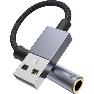 Adaptateur AUX vers USB vers USB vers adaptateur audio jack 3,5 mm,USB vers c&acirc;ble auxiliaire,carte son st&eacute;r&eacute;o externe USB vers TRRS femelle 3,5 mm,compatible avec casque,PC,ordinateur portable - Neuf