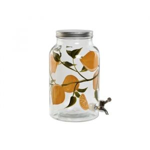 Distributeur d'eau - Home ESPRIT - Multicolore - 23,57x19,4x28,72 cm - Jaune M&eacute;tal - Silicone - Verre - ABS - Neuf