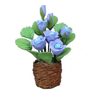 1/12 &Eacute;chelle Mini Bleu Rose Vert Plante En Pot Simulation Mod&egrave;le De Fleur Pour Accessoires De Maison De Poup&eacute;e - Neuf